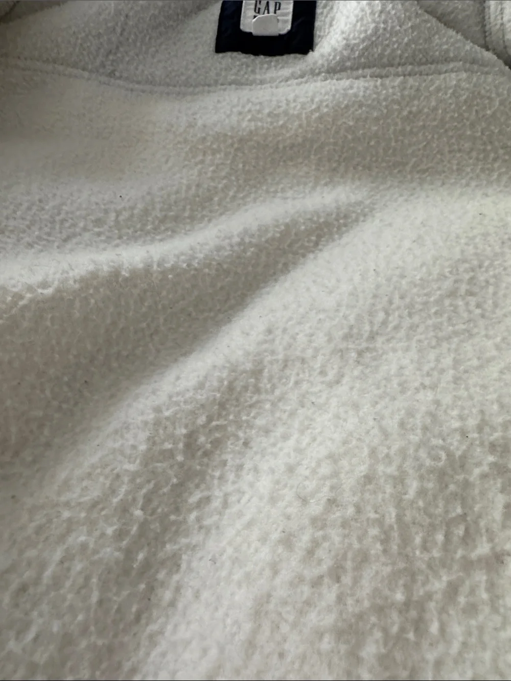 GAP Cream Sherpa Jacket with Navy Chest Pocket